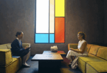 Alicia Vikander and Elizabeth Olsen in 'The Assessment'. Image Courtesy of Magnolia Pictures.