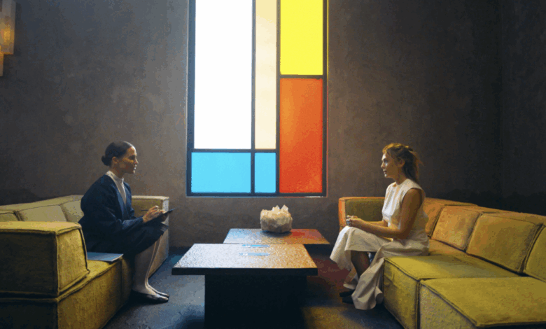 Alicia Vikander and Elizabeth Olsen in 'The Assessment'. Image Courtesy of Magnolia Pictures.